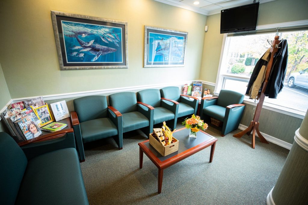 Waiting area at Matlach Dental in Huntington, NY